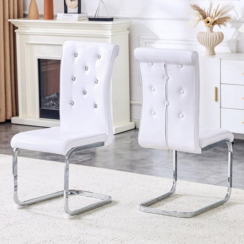 Chaises de salle à manger rembourrées, Blanc