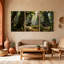 Ensemble de 3 reproductions d'art sur toile Mid-Century Forest Knights Bataille Sunlight Trees Horses Warriors-1578909194