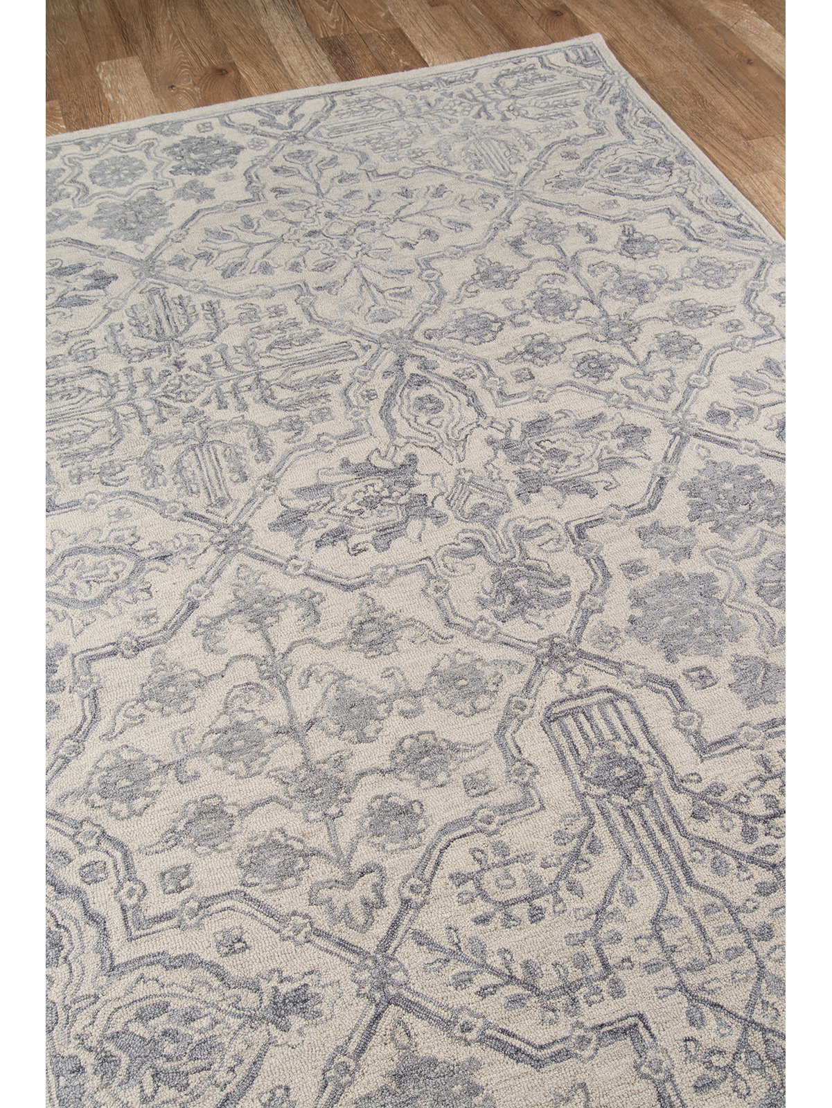 Cece Gray Hand-Tufted Wool Floral Rug, Runner 2'3" x 8'