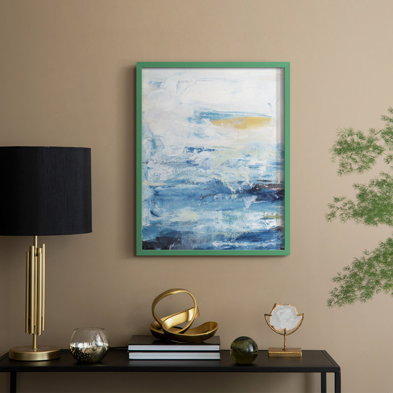 «Waves on Sand I», reproduction encadrée - bois massif, H 21 po x l 17 po, Vert