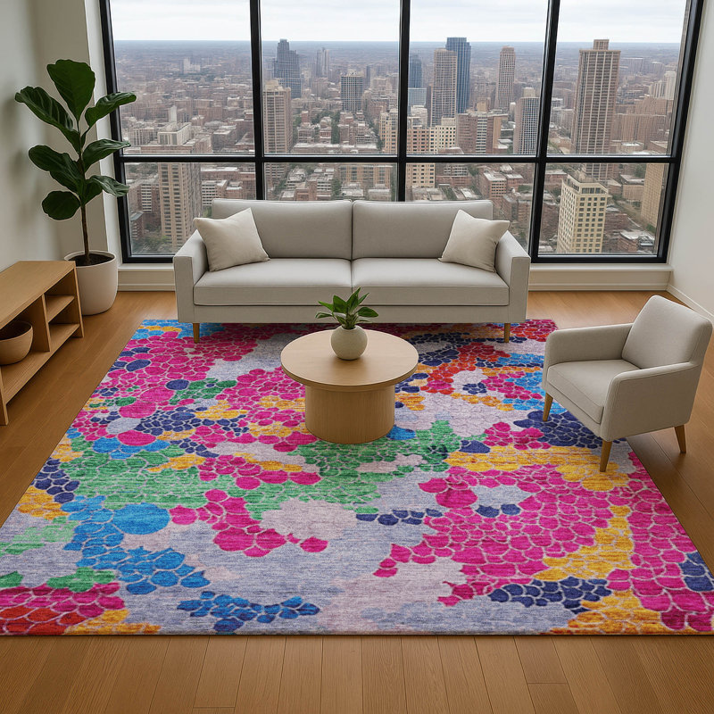 Tapis géométrique de qualité supérieure lavable à la machine Farolt AMF1906, Rectangle 10 pi x 14 pi