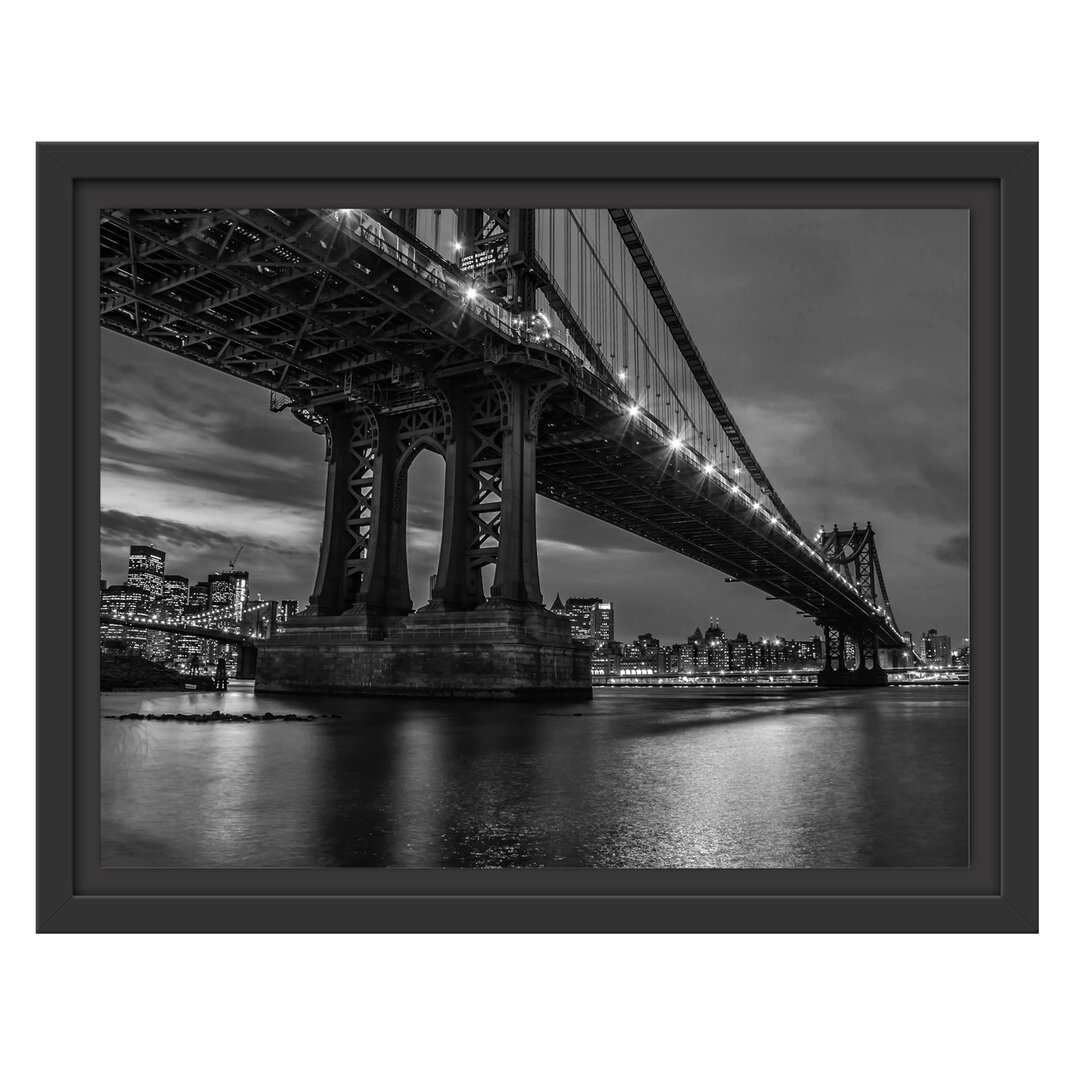 Gerahmtes Wandbild Manhatten Brücke New York