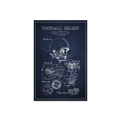 " Football Helmet Charcoal Patent Blueprint " by Aged Pixel