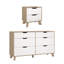 Ensemble de chambre à coucher 2 pièces Ikast - Commode double 6 tiroirs et table de chevet, hickory Jackson / blanc-132269778