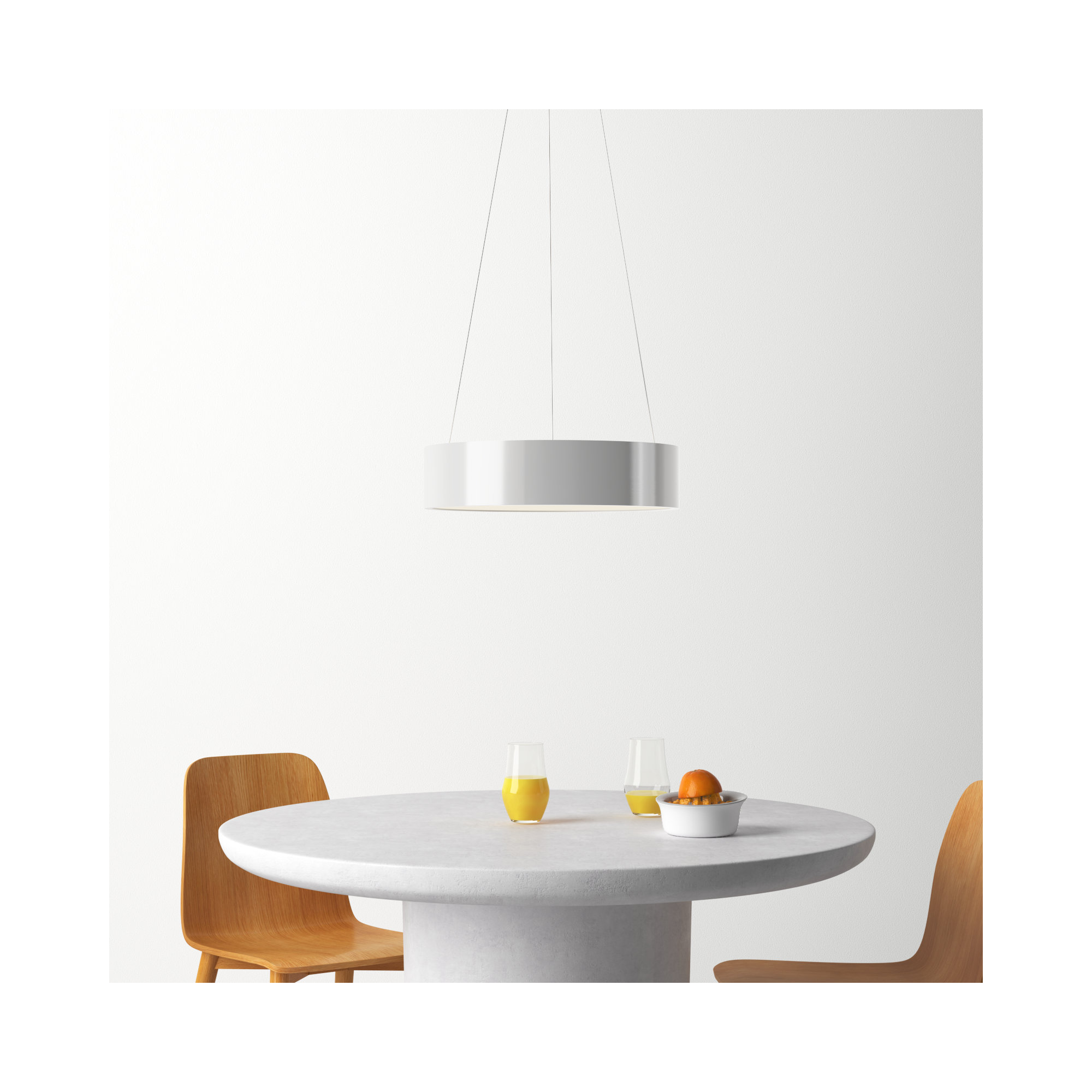 Romain Single Light Acrylic Dimmable LED Pendant, Brushed Aluminum, 4" H x 18" W x 18" D