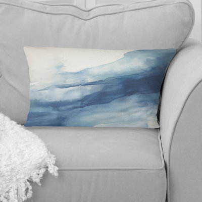 Blue And White Dancing Watercolor Clouds IV - Abstract Painting Printed Throw Pillow