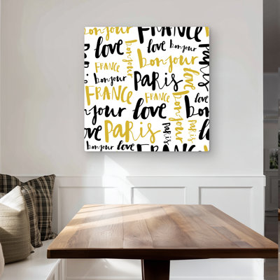 Bonjour Paris - Gold Metal Print for Home Decor | Typo Art