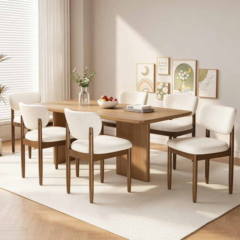 Chaise d'appoint rembourrée en bois massif, Beige