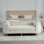 Banc rembourré 77,17 po en chenille avec accoudoirs et traversins, beige-1918141901