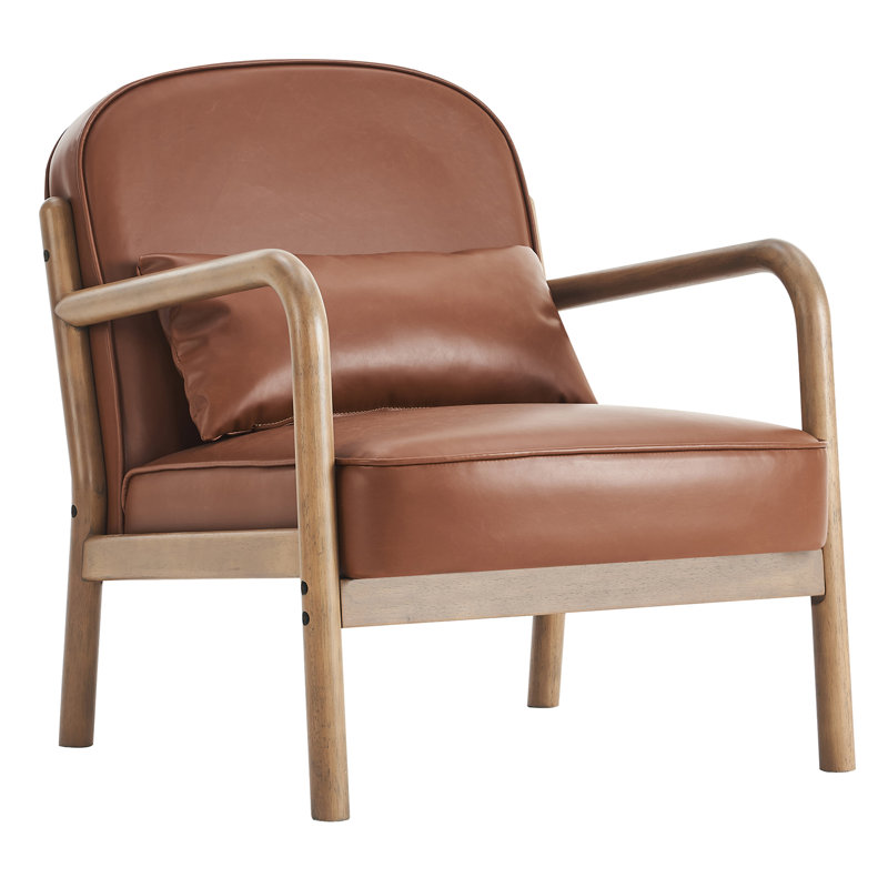 Maggese Faux Leather Armchair, Brown Faux Leather