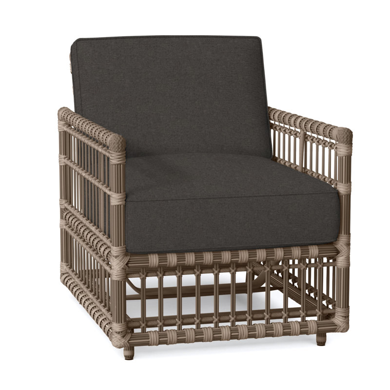 Newport N-Dura Resin Wicker Outdoor Woven Spring Lounge Chair, No Welt, Newport #66 Burlap, Verona Fossil