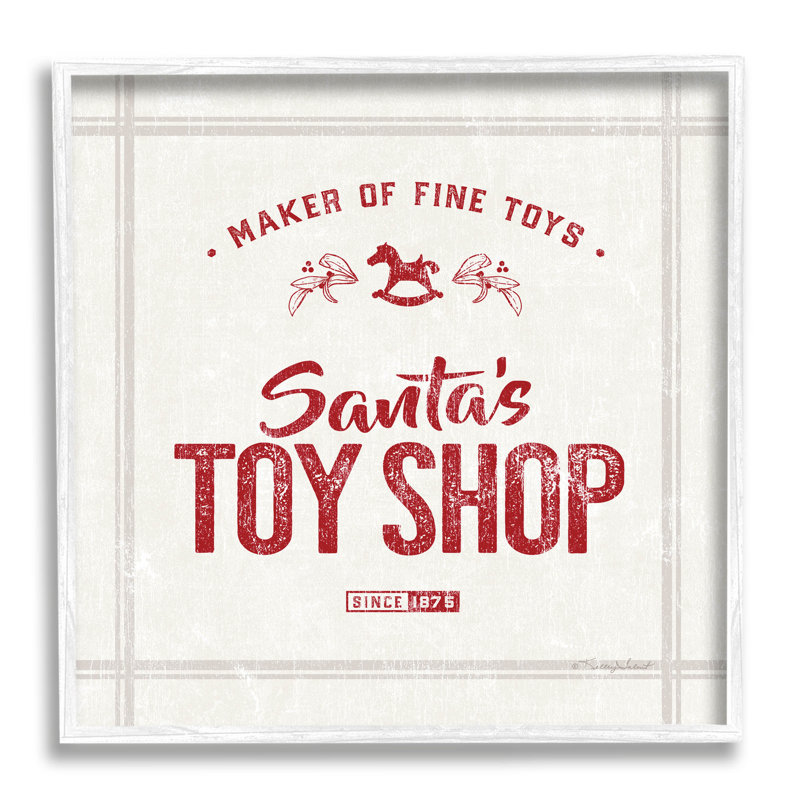 Père Noël, magasin de jouets rétro AT-205, H 24 po x l 24 po x P 1,5 po, Giclée encadrée blanc bord de mer