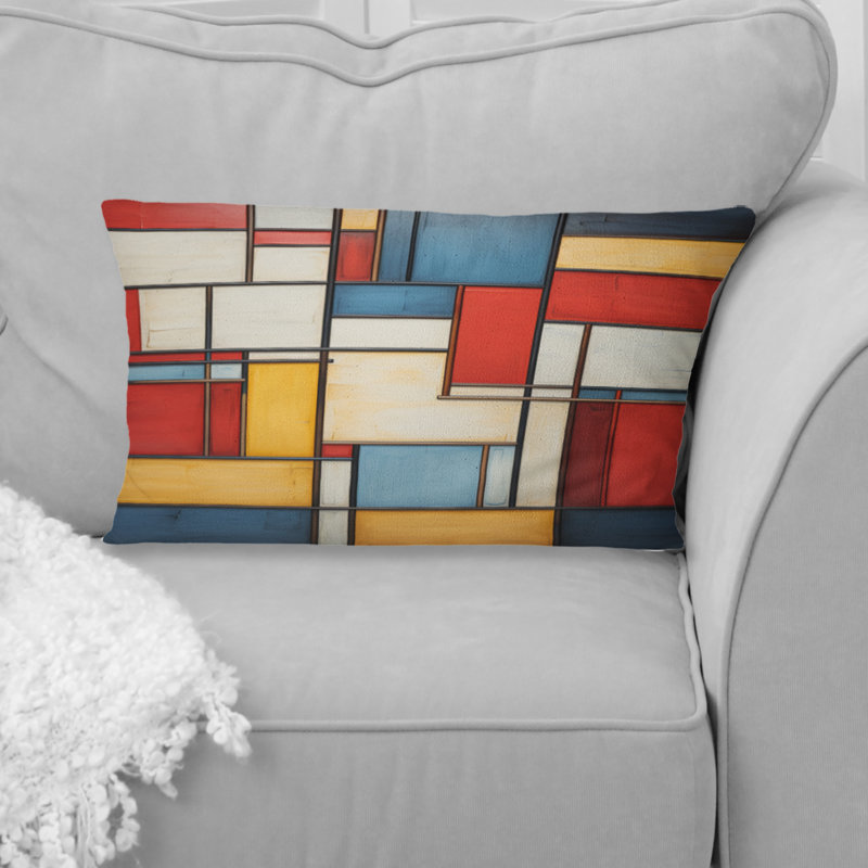 «Geometric Abstraction Composition II» - Coussin décoratif à imprimé géométrique abstrait