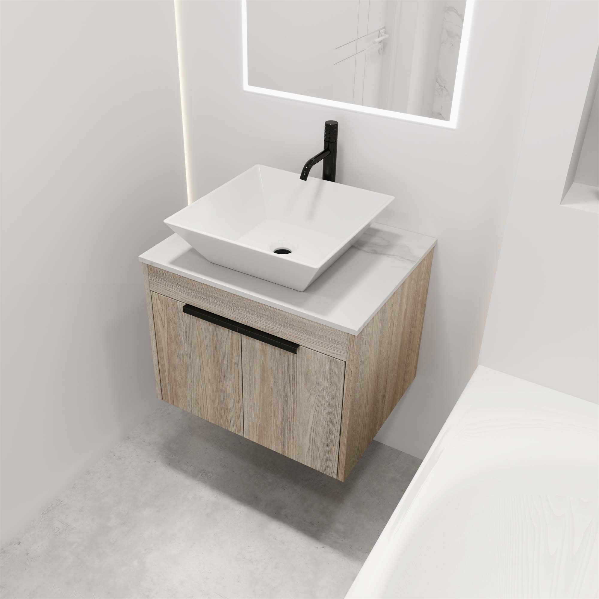 Ebern Designs Kaneko 23.6'' Single Bathroom Vanity with Sintered Stone ...