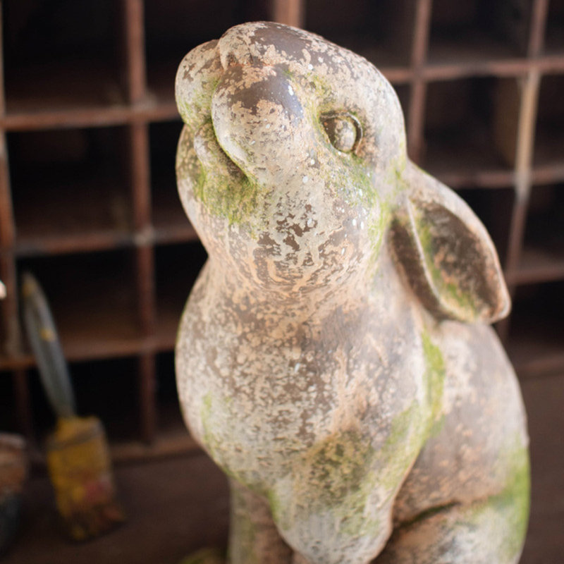 The Holiday Aisle® Modern Faux Concrete Rabbit With Head Up In Multicolor