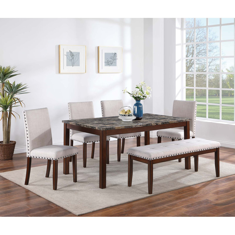 6 - Piece Dining Set, Beige/Brown, Beige/Brown