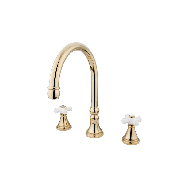 Kingston Brass Roman Two-Handle 3-Hole Deck Mount Roman Tub Faucet, Polished Brass