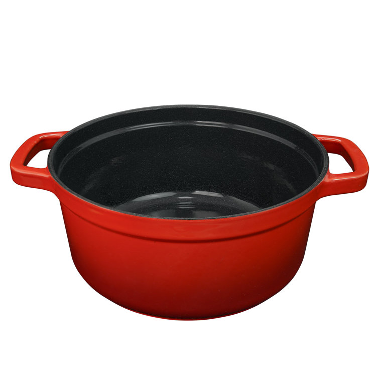 Lareina Enameled Cast Iron Dutch Oven with Lid and Dual Handles, Red