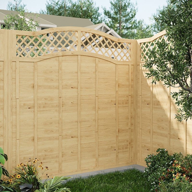 6x6ft Pressure Treated Lattice Top Wooden Garden Fence Panel, 180cm H x 90cm W