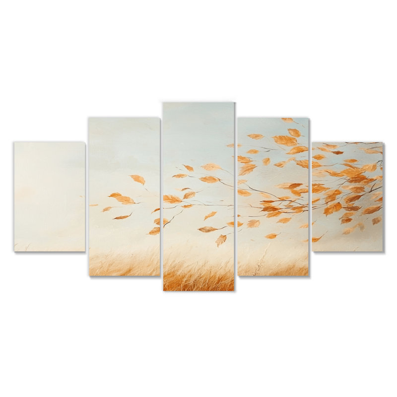 «Meadow Windy Prairie Leaves» - Windy Art - Ensemble de décoration murale traditionnelle
