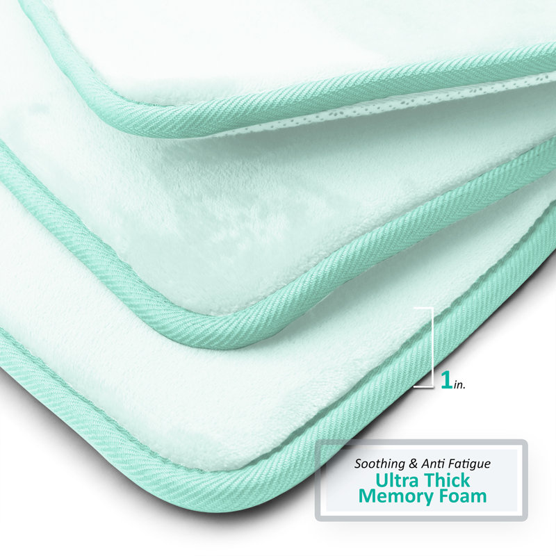 Ultra-Soft Memory Foam Bath Rug with Non-Slip PVC Backing, Large: 32" L x 20" W, Light Baby Blue