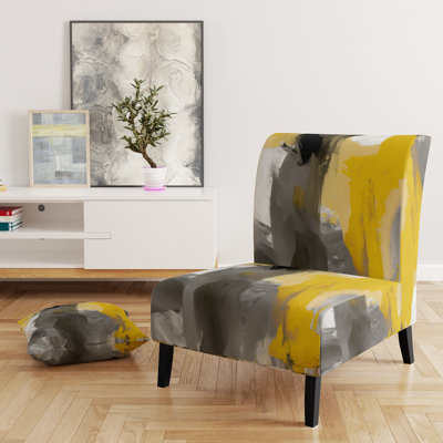 Mustard Yellow And Vivid Gray II - Upholstered Wide Slipper Chair