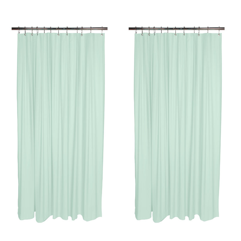Pink PVC Hookless Shower Curtain with Liner Set