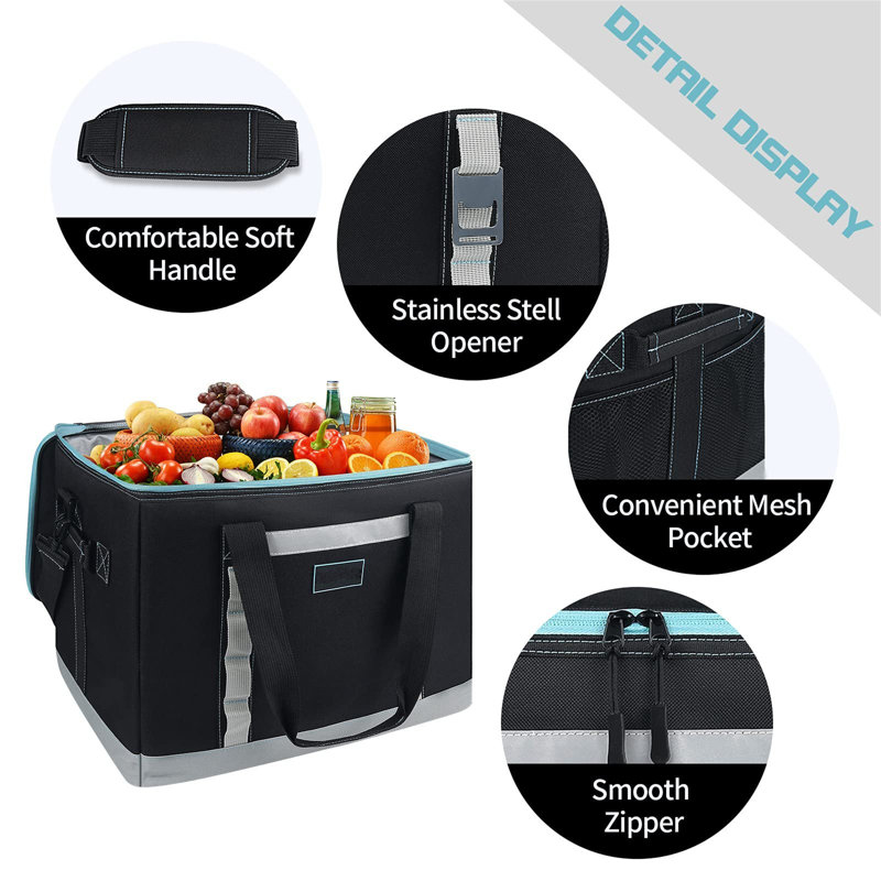 Luch 48L Picnic Tote Bag Cooler, Black