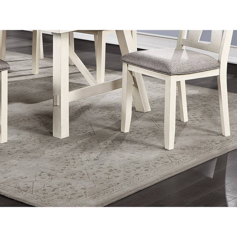 Chaise de salle à manger 2, revêtue de gris, style blanc épuré, classique de 2 chaises, coussin de siège, finition, design contemporain