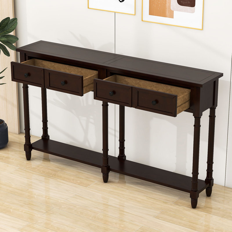 Console avec tiroirs de rangement et tablette Deyja, Espresso