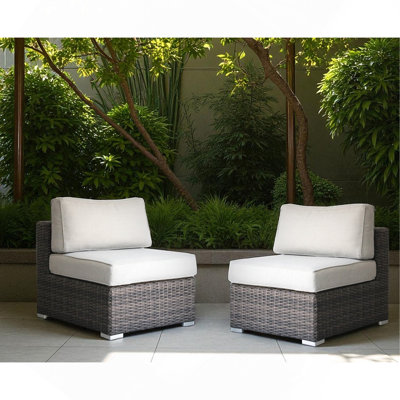 Wicker Sectional Armless Seats - Brown Pk2