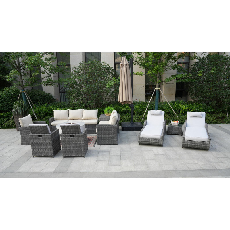 - Person Patio Conversation Set with Cushions, Gray
