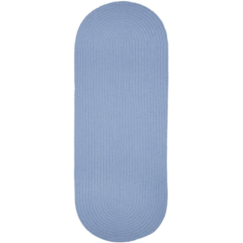 Tapis bleu clair tressé à la main Smyth, Tapis de couloir 2 pi x 6 pi