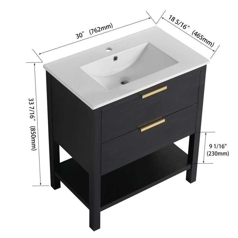 Meuble-lavabo 30 po avec lavabo et 2 tiroirs à fermeture en douceur