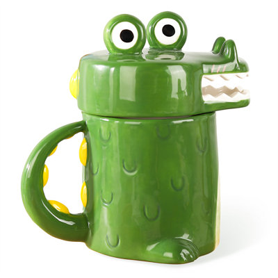 Grande tasse à café en céramique d'alligator 15 oz avec couvercle