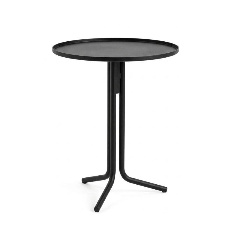 Rond Side Table with Top Round Steel Frame Garden Patio Balcony Coffee Table for Home Decor & Storage