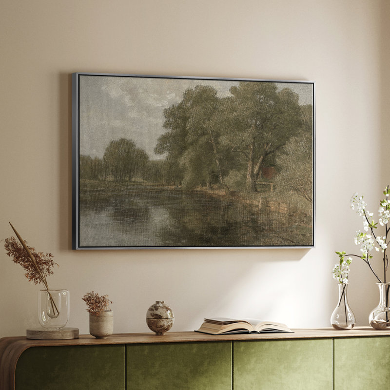 Paysage rétro - DCIX, H 27 po x l 41 po x P 2 po, Toile naturelle avec cadre flottant