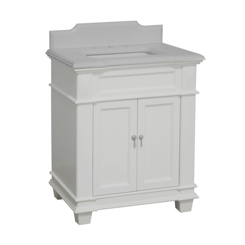 Aoibhin 30'' Single Bathroom Vanity with Top, White, Quartz