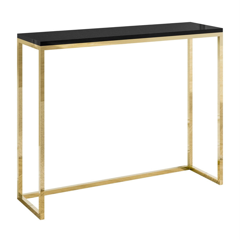 Console Table, 100 cm, gold chrome/ black gloss