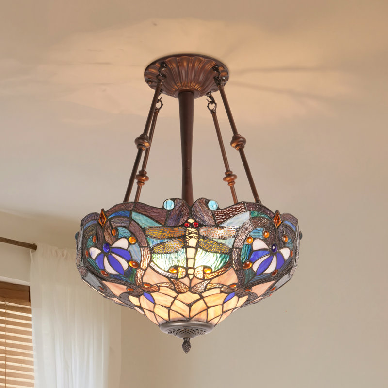 Luminaire suspendu inversé à 3 lumières à libellule baroque à 3 lumières à intensité variable (comprend 3 ampoules chaudes, non à intensité variable)