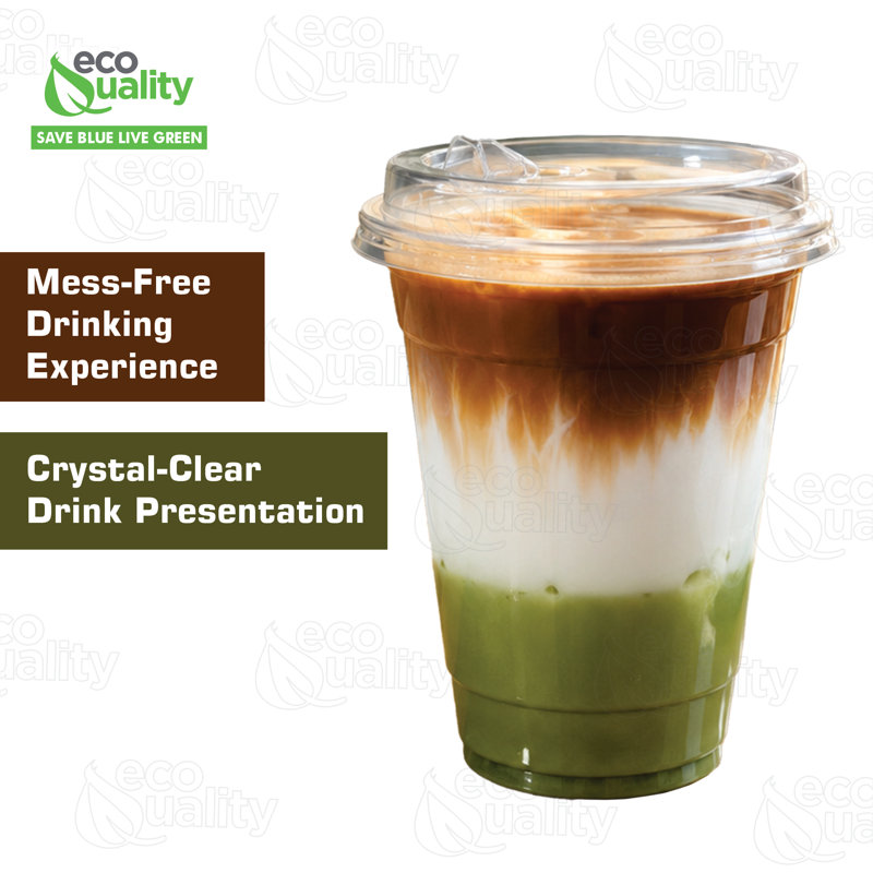 Tasses à jus de café glacé 12 oz avec couvercles Ecoqualité (100)