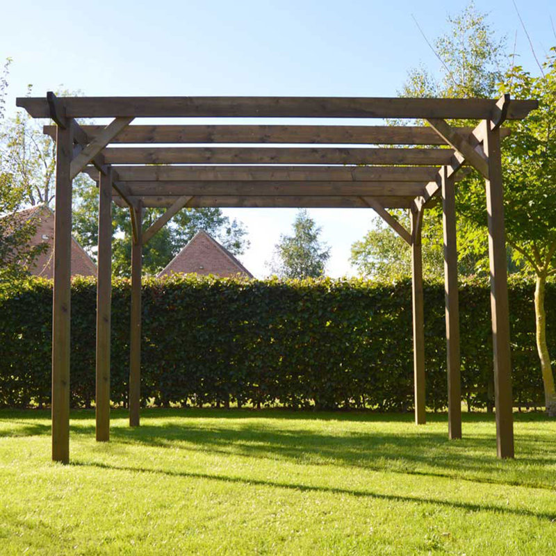 Mical Wood Pergola, Rustic Brown, 15.75 ft. x 9.84 ft.