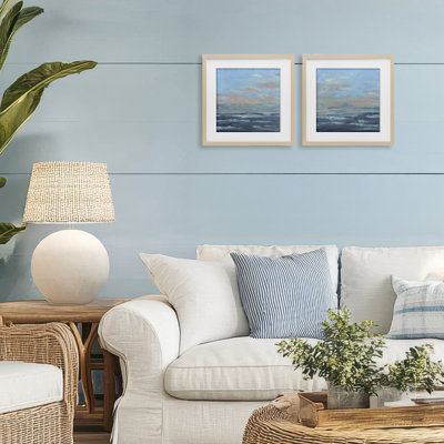 «Abstract Ocean Romance», ensemble de 2 impressions encadrées sous verre, design par June Erica Vess
