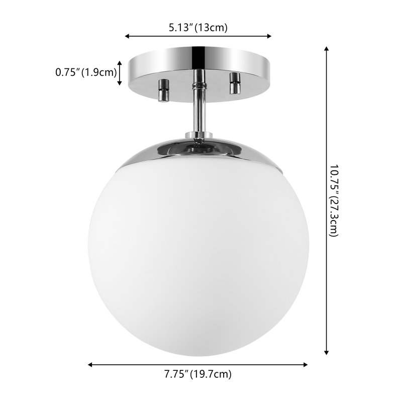 Statler Glass Semi Flush Mount, Chrome