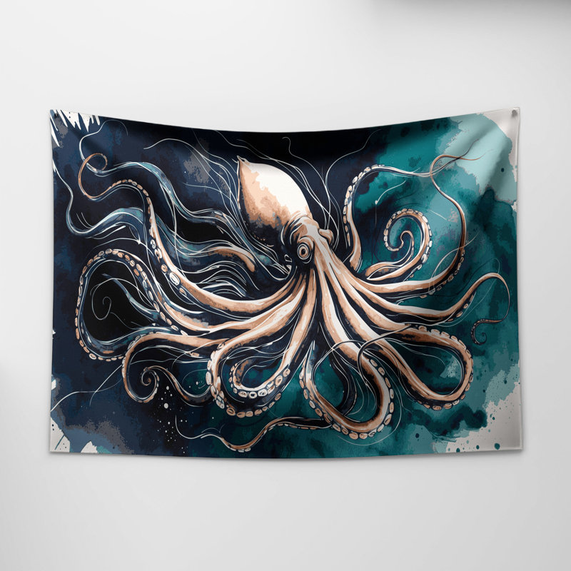 Tapisserie murale calmar nautique, 68 po x 80 po