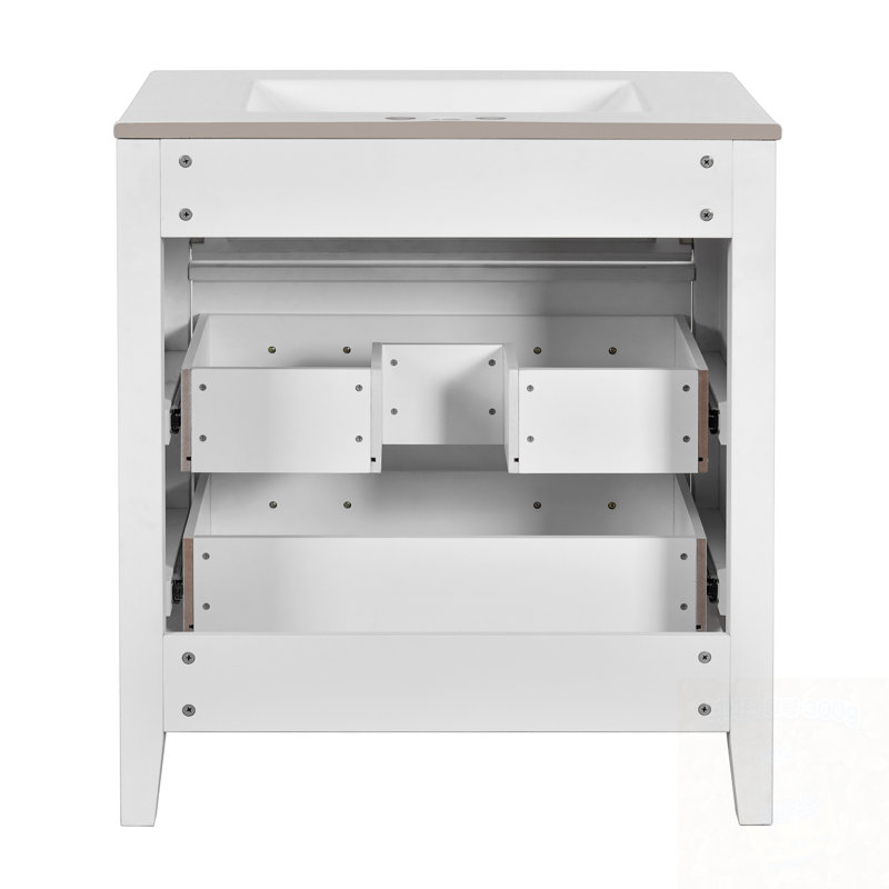 Meuble-lavabo avec lavabo et 3 tiroirs, Blanc