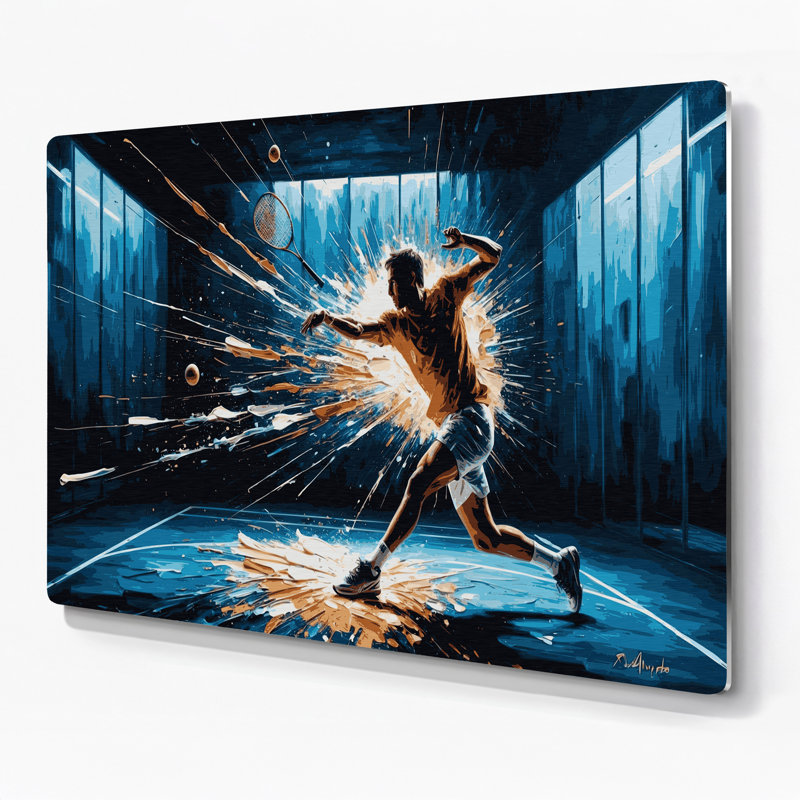 Sports Racquetball Grey Metal Wall Art, 20" H x 20" W x 0.05" D