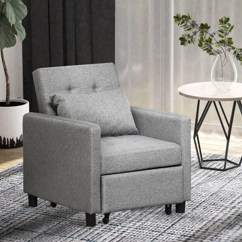 Fauteuil inclinable gris, repose-pieds extensible et capacité de poids de 220 lb, chaise de lit multifonctionnelle - convertible avec siège souple, réglable,