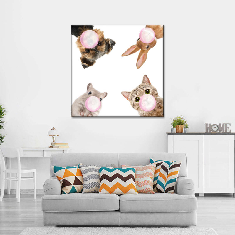 Impression sur toile Pet Bubble Gum, H 16 po x l 16 po x P 1,25 po