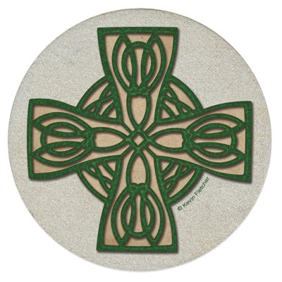 Paquet de 4 sous-verres en grès naturel Celtic Cross